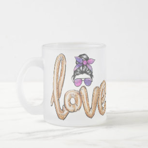 Purple Girly Girl Sunglasses Valentine's Day Love Frosted Glass Coffee Mug