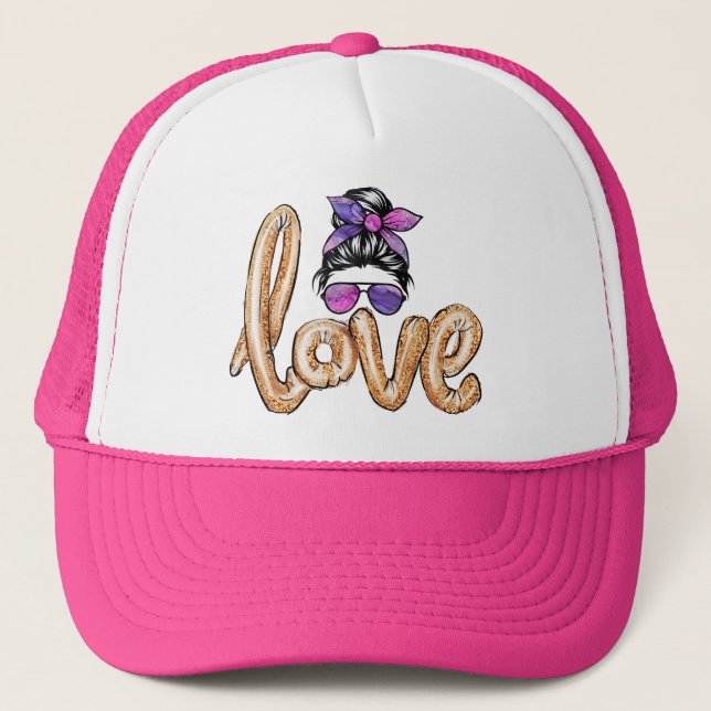 Purple Girly Girl Sunglasses Valentine's Day Love  Trucker Hat (Front)