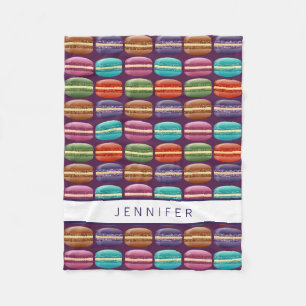 Purple Girly Glitter Macaron Cookies Fleece Blanket