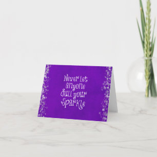 Purple Girly Inspirational Sparkle Quote Card