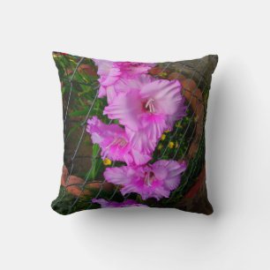 Purple Gladiola Flower Pillow