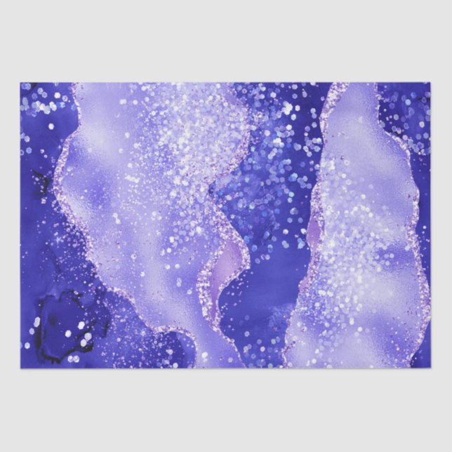 Purple Glam Agate Glitter Sparkle Design Tissue Paper (Front)
