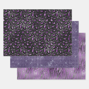 Purple Glam Animal Print Wrapping Paper Sheet