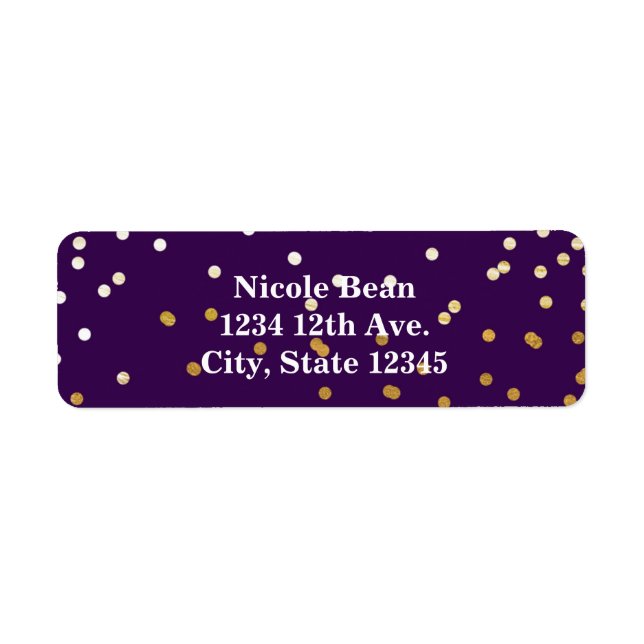 Purple Glam & Gold Shiny Confetti Dots Chic Modern (Front)