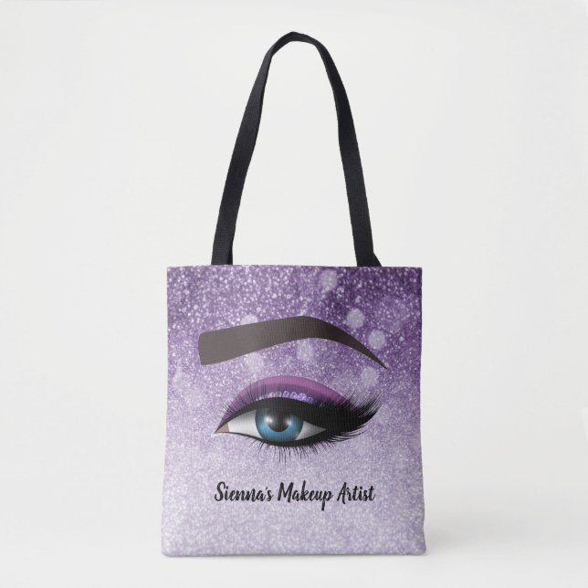 Purple glam lashes eyes | makeup artist tote bag (Front)