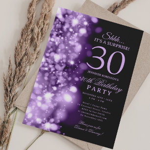 Purple Glam Surprise 30th Birthday Party Invitation