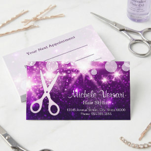 Purple Glamour Hair Stylist Appointment Card