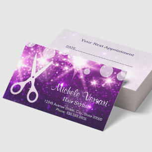 Purple Glamour Hair Stylist Appointment Card