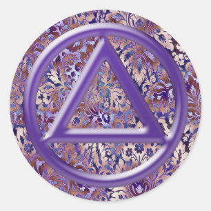 Purple Glass Damask Recovery Sobriety Sticker