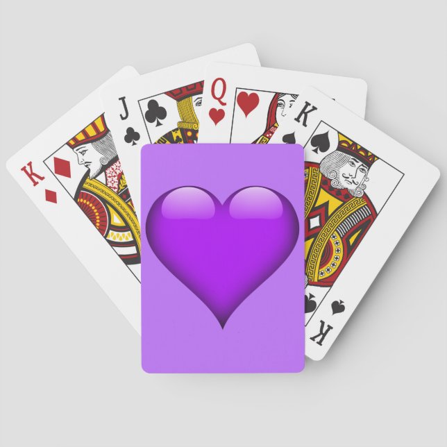 Purple Glass Heart Customisable Playing Cards (Back)