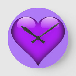 Purple Glass Heart Customisable Round Clock