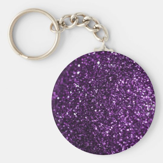Purple Glimmer Basic Round Button Key Ring