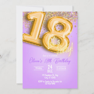Purple Glitter 18th Birthday Invitation
