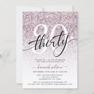 Purple Glitter 30th Birthday Party Invitation