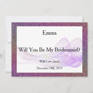 Purple Glitter Abstract Will You Be My Bridesmaid Invitation