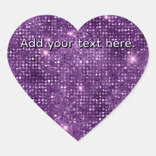 Purple Glitter Add Your Own Text Heart Sticker