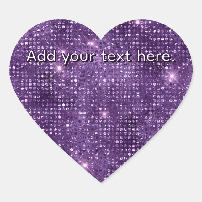 Purple Glitter Add Your Own Text Heart Sticker (Front)