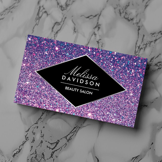 Purple Glitter and Glamour Beauty Business Card (Creator Uploaded)