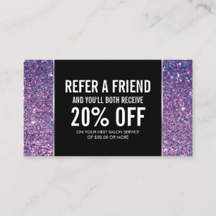 Purple Glitter and Glamour Referral Card