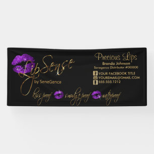 Purple Glitter and Gold Lips Banner