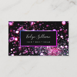 Purple glitter and lights business card