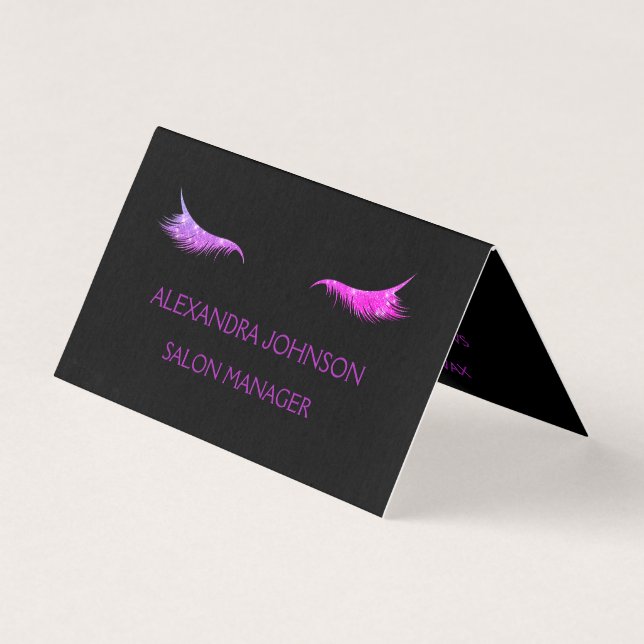 Purple Glitter and Sparkle Eyelash Extension Business Card (Front)