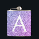 Purple Glitter and Sparkle Monogram Initial Hip Flask<br><div class="desc">Purple Faux Glitter and Sparkle Elegant Monogram Flask. This Flask can be customised to include your initial and first name. The Flask is perfect for a birthday or bachelorette party celebration.</div>