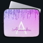 Purple Glitter and Sparkle Monogram Laptop Sleeve<br><div class="desc">Purple Faux Dripping Glitter and Sparkle Elegant Monogram Case. This case can be customised to include your initial and first name.</div>