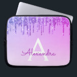 Purple Glitter and Sparkle Monogram Laptop Sleeve<br><div class="desc">Purple Faux Dripping Glitter and Sparkle Elegant Monogram Case. This case can be customised to include your initial and first name.</div>