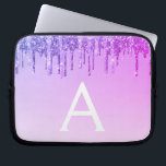 Purple Glitter and Sparkle Monogram Laptop Sleeve<br><div class="desc">Purple Faux Dripping Glitter and Sparkle Elegant Monogram Case. This case can be customised to include your initial and first name.</div>