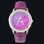 Purple Glitter and Sparkle Monogram Luxury Watch<br><div class="desc">Purple Faux Glitter and Sparkle Elegant Monogram Watch. This Watch can be customised to include your initial and first name. The Glitter Watch makes a great Bridal Shower,  Birthday Party or Bachelorette Party gift for that special person who loves pink.</div>