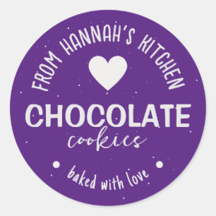 Purple Glitter Background Baked With Love Classic Round Sticker