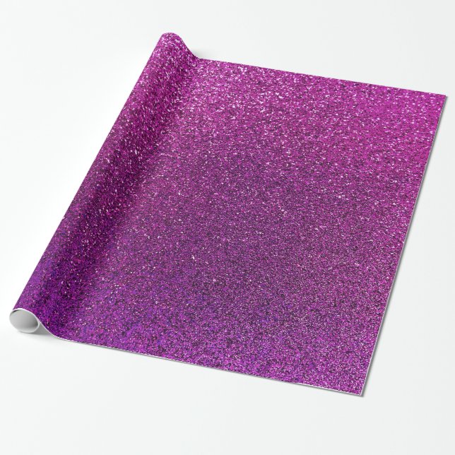Purple Glitter Background Glittery Sparkle Wrapping Paper (Unrolled)
