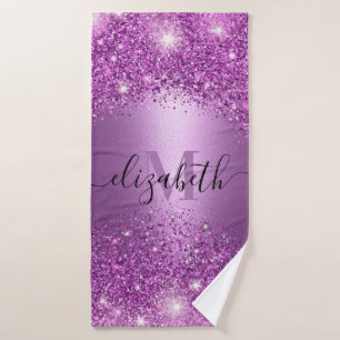 Purple Glitter Bath Towel