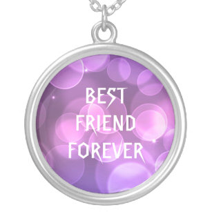 Purple Glitter Best Friends Forever Silver Plated Necklace