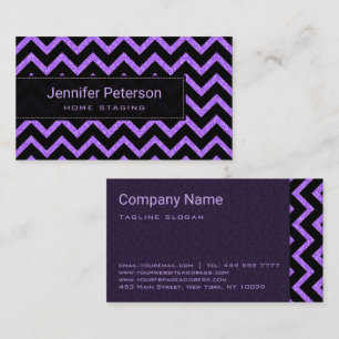  Purple Glitter Black Chevron  Business Card