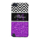 PURPLE GLITTER BLACK CHEVRON MONOGRAMMED