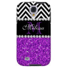 PURPLE GLITTER BLACK CHEVRON MONOGRAMMED