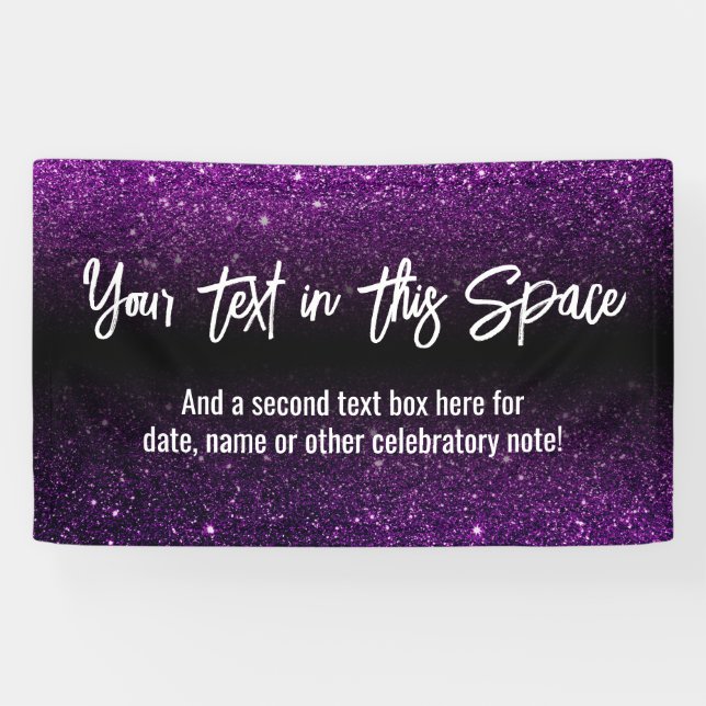 Purple Glitter & Black Ombre Your Text Here Banner (Horizontal)