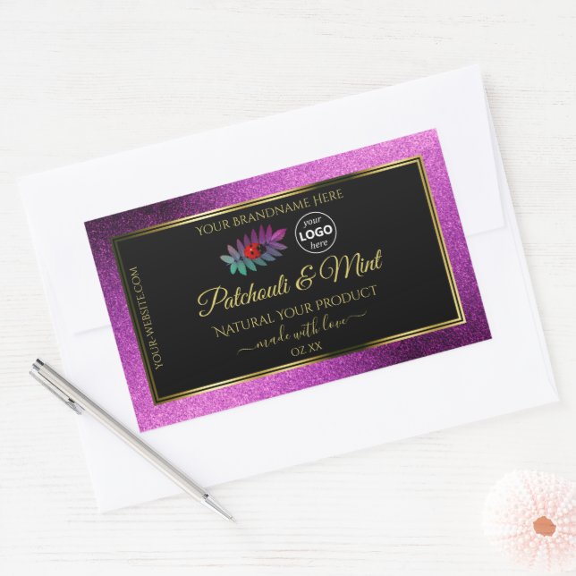 Purple Glitter Black Product Labels Ladybug Logo (Envelope)