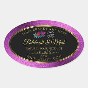 Purple Glitter Black Product Labels Ladybug Logo