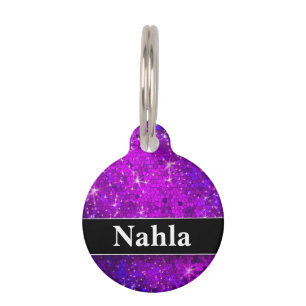Purple Glitter Bling Dog Cat Diva Goddess Sparkle Pet Tag