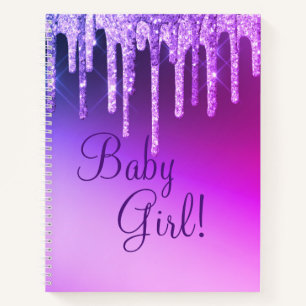 Purple Glitter Bling Girl Name Sparkle Glam Chic Notebook