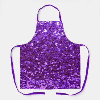 Purple Glitter Bling Sparkle Shiny Girly Chic  Apron