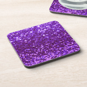 Purple Glitter Bling Sparkle Shiny Girly Chic Coaster