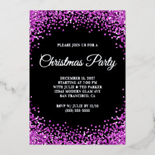 Purple Glitter Border Black Christmas Party
