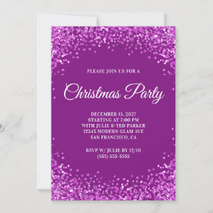 Purple Glitter Border Christmas Party Invitation