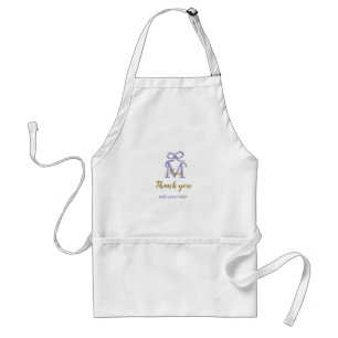 Purple glitter bow add name letter monogram thank standard apron