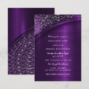 Purple Glitter Bridal Shower Birthday Sweet 16t Invitation