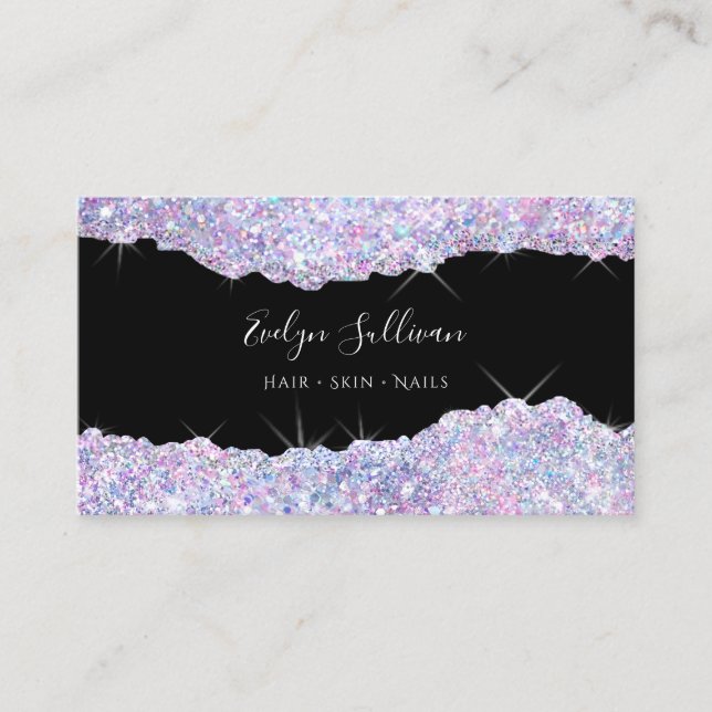 purple glitter business card (Front)